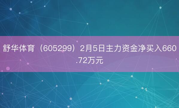 舒华体育（605299）2月5日主力资金净买入660.72万元