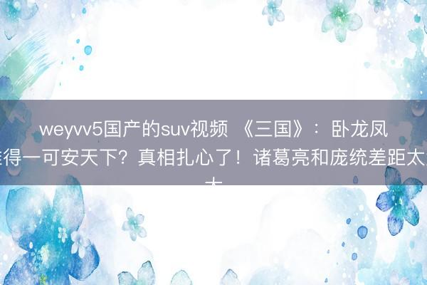 weyvv5国产的suv视频 《三国》：卧龙凤雏得一可安天下？真相扎心了！诸葛亮和庞统差距太大