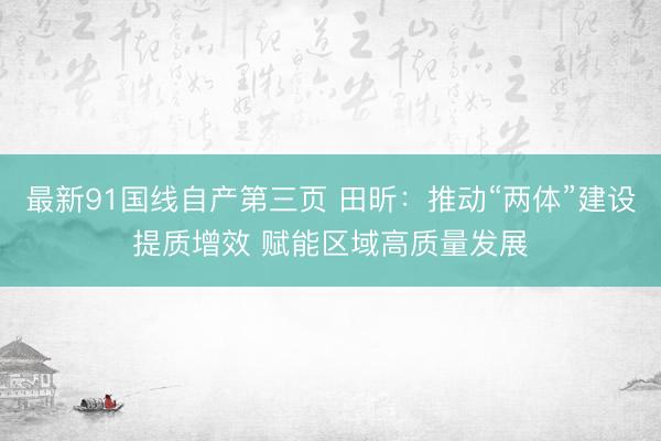 最新91国线自产第三页 田昕：推动“两体”建设提质增效 赋能区域高质量发展
