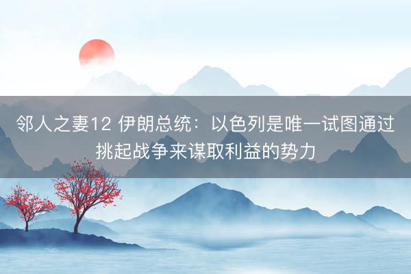 邻人之妻12 伊朗总统：以色列是唯一试图通过挑起战争来谋取利益的势力