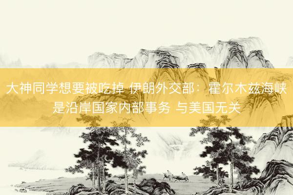 大神同学想要被吃掉 伊朗外交部：霍尔木兹海峡是沿岸国家内部事务 与美国无关