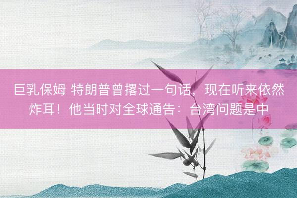 巨乳保姆 特朗普曾撂过一句话，现在听来依然炸耳！他当时对全球通告：台湾问题是中
