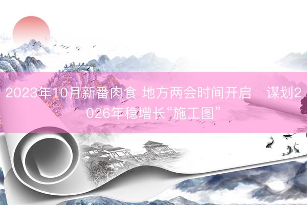 2023年10月新番肉食 地方两会时间开启　谋划2026年稳增长“施工图”