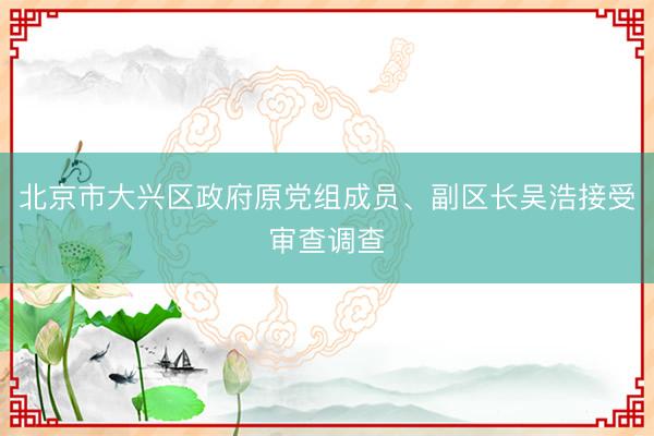 北京市大兴区政府原党组成员、副区长吴浩接受审查调查