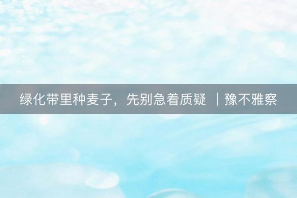 绿化带里种麦子，先别急着质疑 │豫不雅察