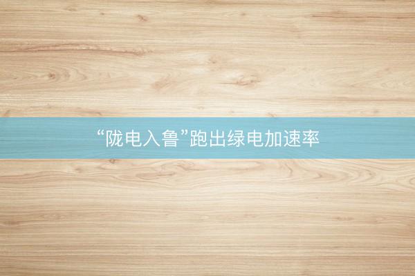 “陇电入鲁”跑出绿电加速率