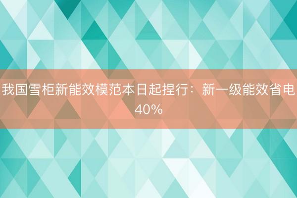 我国雪柜新能效模范本日起捏行：新一级能效省电40%