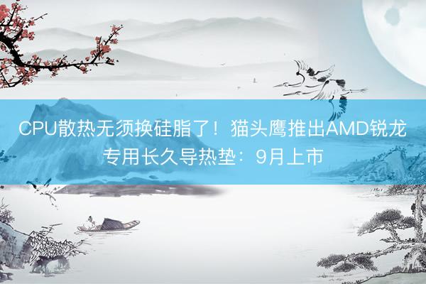 CPU散热无须换硅脂了！猫头鹰推出AMD锐龙专用长久导热垫：9月上市