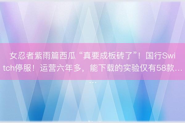 女忍者紫雨篇西瓜 “真要成板砖了”！国行Switch停服！运营六年多，能下载的实验仅有58款…