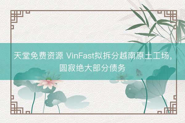 天堂免费资源 VinFast拟拆分越南原土工场，圆寂绝大部分债务