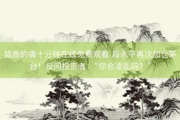 插曲的痛十分钟在线免费观看 段永平再次加仓茅台！反问投资者：“你会凌乱吗？”
