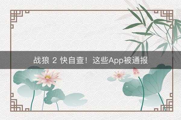 战狼 2 快自查！这些App被通报