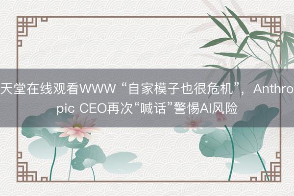 天堂在线观看WWW “自家模子也很危机”，Anthropic CEO再次“喊话”警惕AI风险
