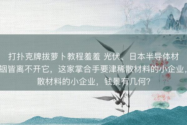 打扑克牌拔萝卜教程羞羞 光伏、日本半导体材料企业的磷化铟皆离不开它，这家掌合手要津稀散材料的小企业，钱景有几何？