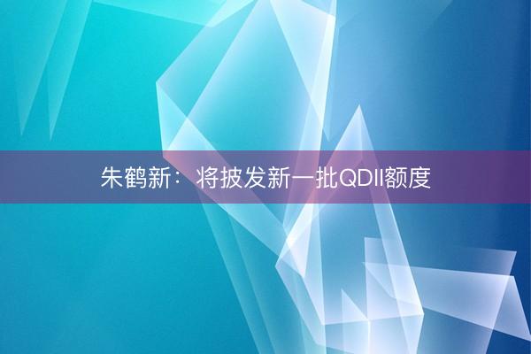 朱鹤新：将披发新一批QDII额度
