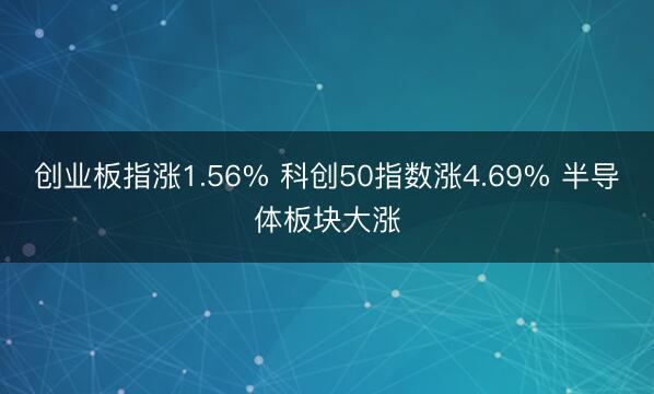 创业板指涨1.56% 科创50指数涨4.69% 半导体板块大涨