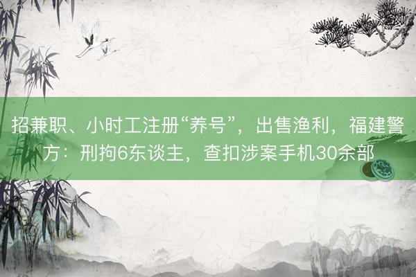 招兼职、小时工注册“养号”，出售渔利，福建警方：刑拘6东谈主，查扣涉案手机30余部